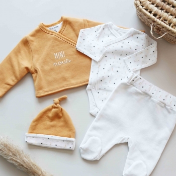 Neugeborenen-Set unisex 4-teilig - Senf Kinousses - 3