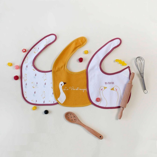 Waterproof baby bib with snaps or velcro - Trois Kilos Sept